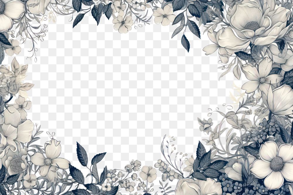 PNG  Toile with jasmine border pattern backgrounds illustrated.