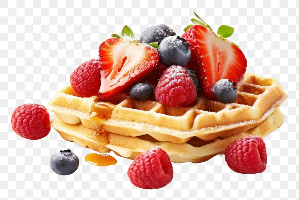 PNG Waffle Breakfast waffle fruit food. AI generated Image by rawpixel.