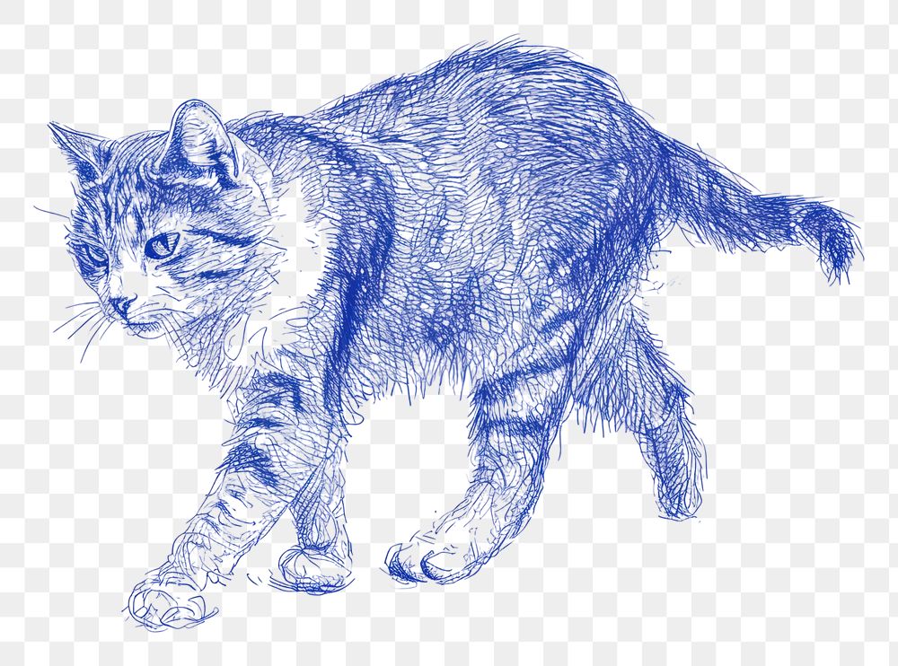 PNG  Drawing cat walking sketch animal mammal.