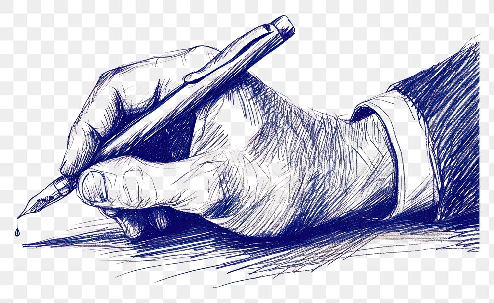 PNG  Drawing businessman hand sketch paper pen.