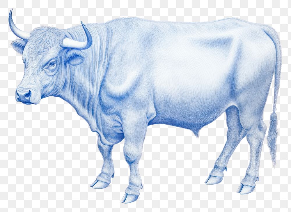 PNG  Drawing cow livestock buffalo cattle.