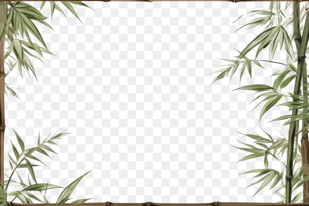 PNG  Realistic vintage drawing of bamboo border backgrounds plant frame.