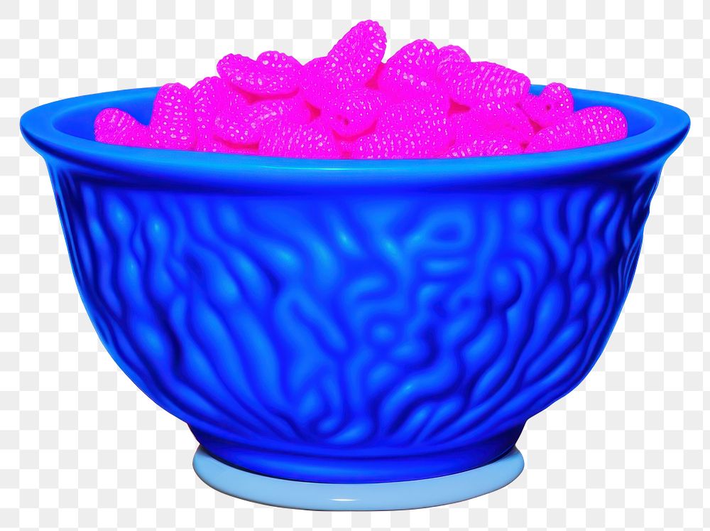 PNG  Surrealistic painting of blue neon corn flakes bowl freshness purple.