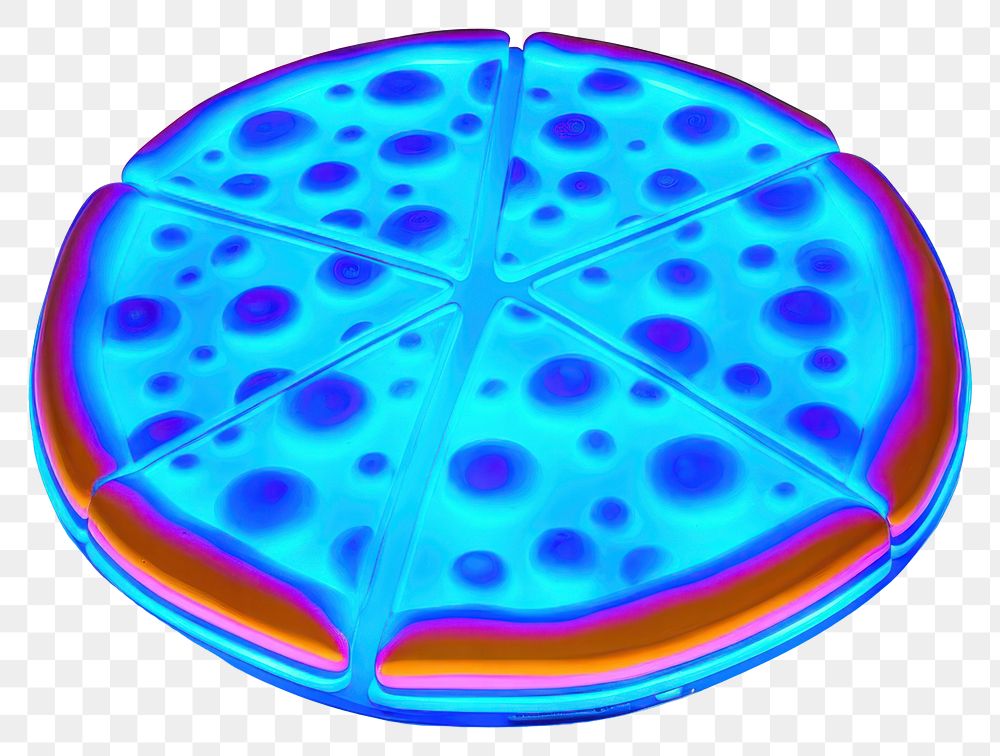 PNG  Surrealistic painting of blue neon pizza food art white background.