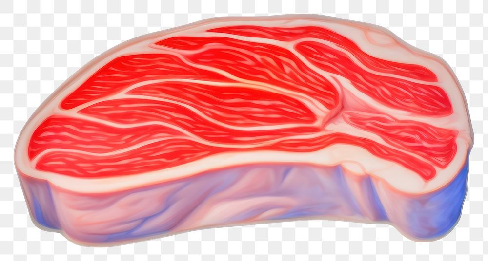PNG  Surrealistic painting of steak food white background biology.