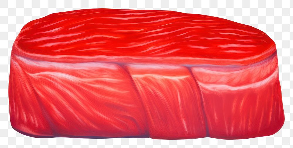 PNG  Surrealistic painting of steak food white background furniture.
