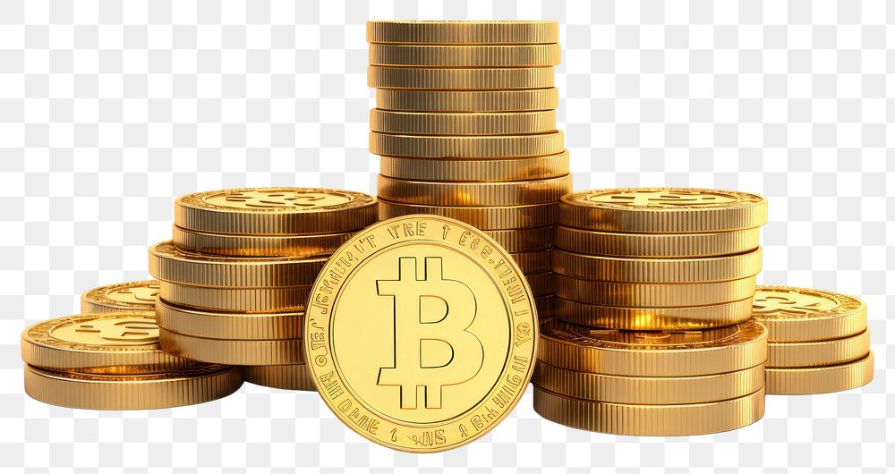 PNG  Bitcoin money gold white background. AI generated Image by rawpixel.