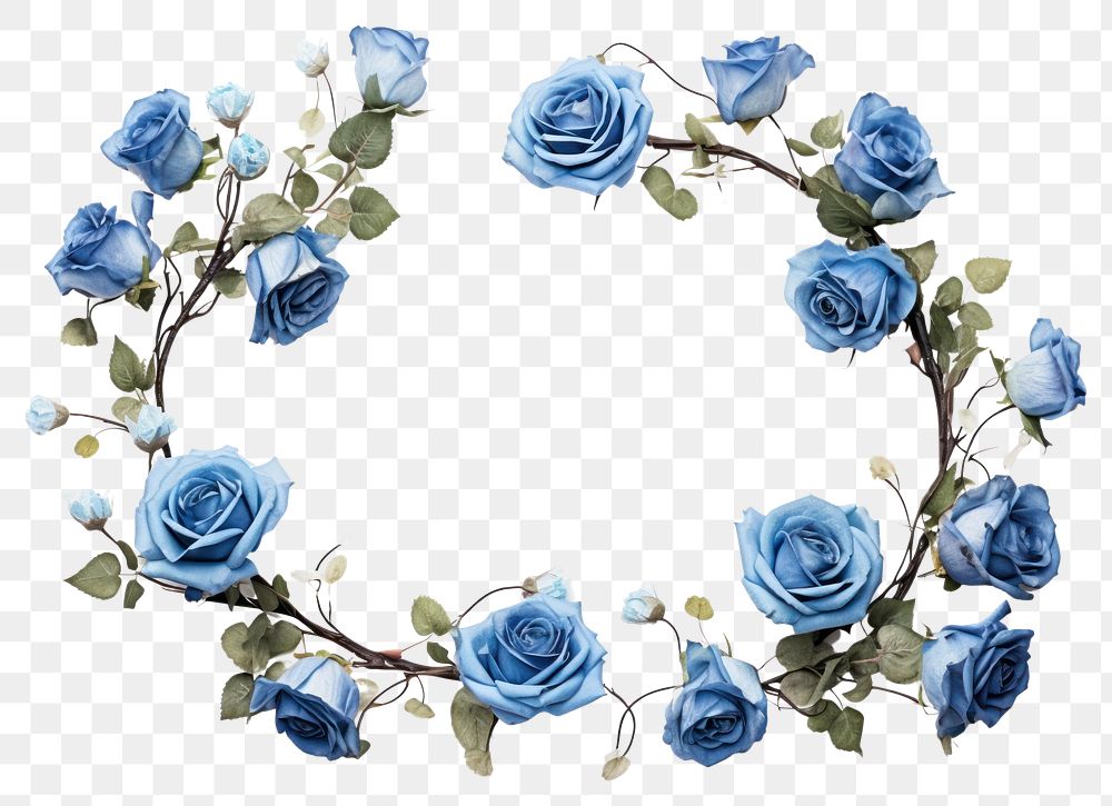 PNG Frame floral blue roses jewelry flower plant.