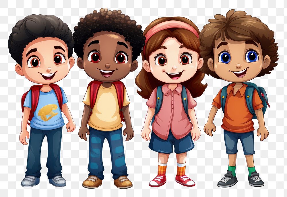 PNG Group of a kids student footwear white background togetherness. AI generated Image by rawpixel.