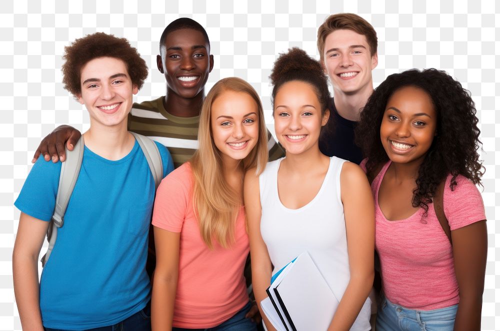 PNG Group of a student adult white background togetherness. AI generated Image by rawpixel.