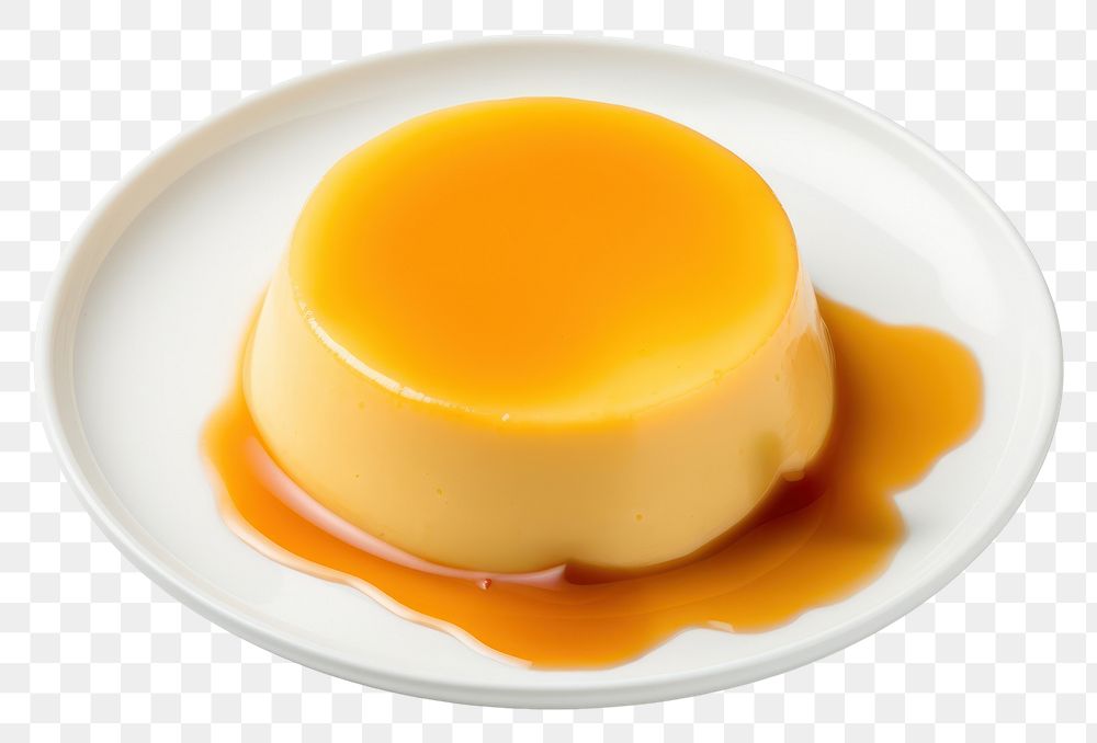 PNG Brazilian Flan pudding dessert plate flan. AI generated Image by rawpixel.