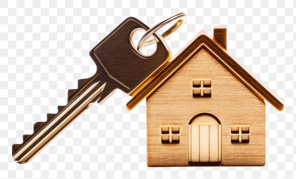 PNG House keys with house shaped keychain white background architecture building. AI generated Image by rawpixel.