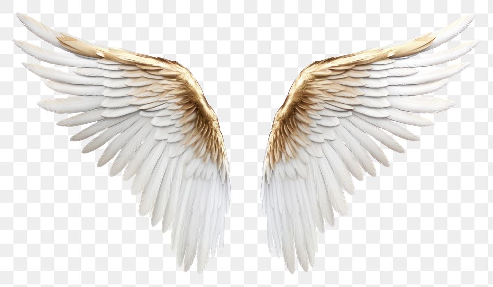 PNG White and gold angle wing flying angel bird