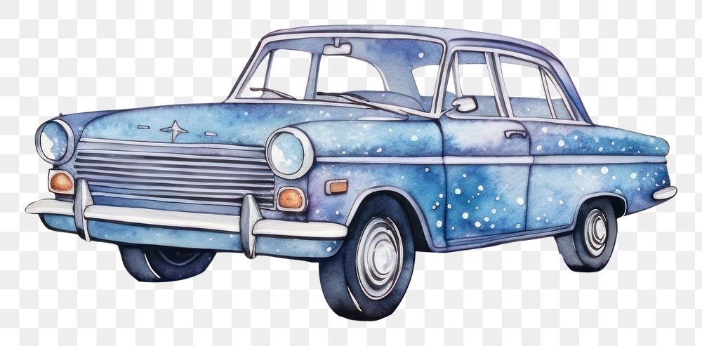 PNG  Car in Watercolor style vehicle drawing sketch.