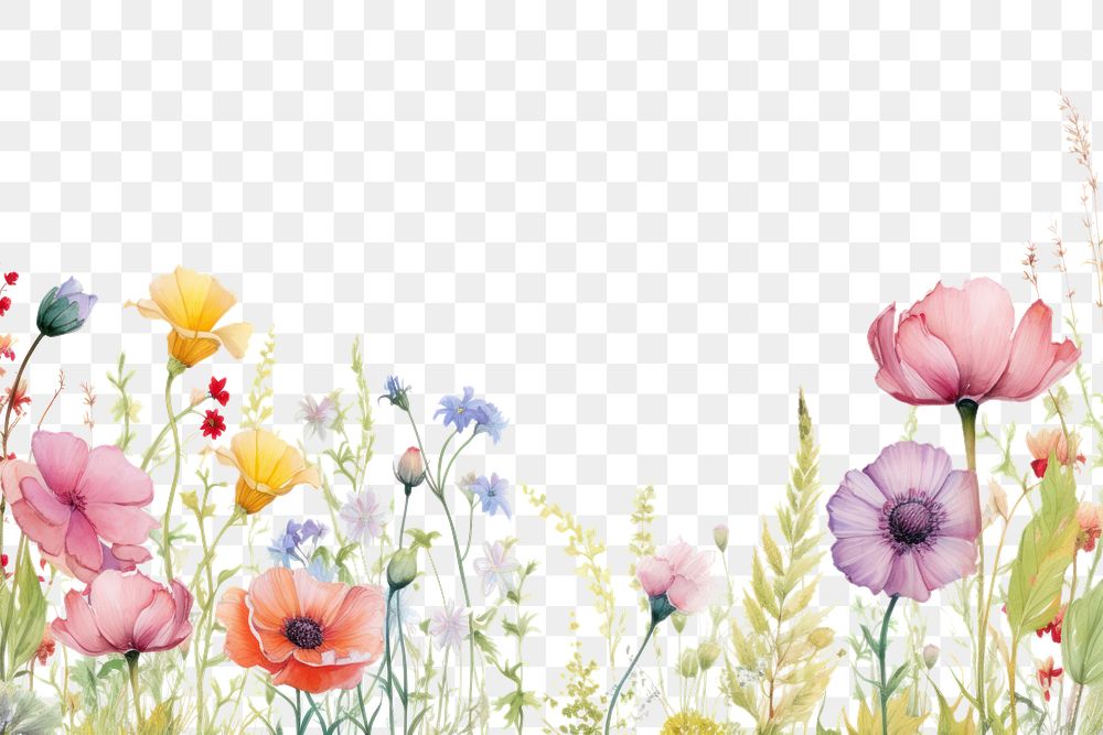 PNG Watercolor of a spring Floral border backgrounds outdoors blossom