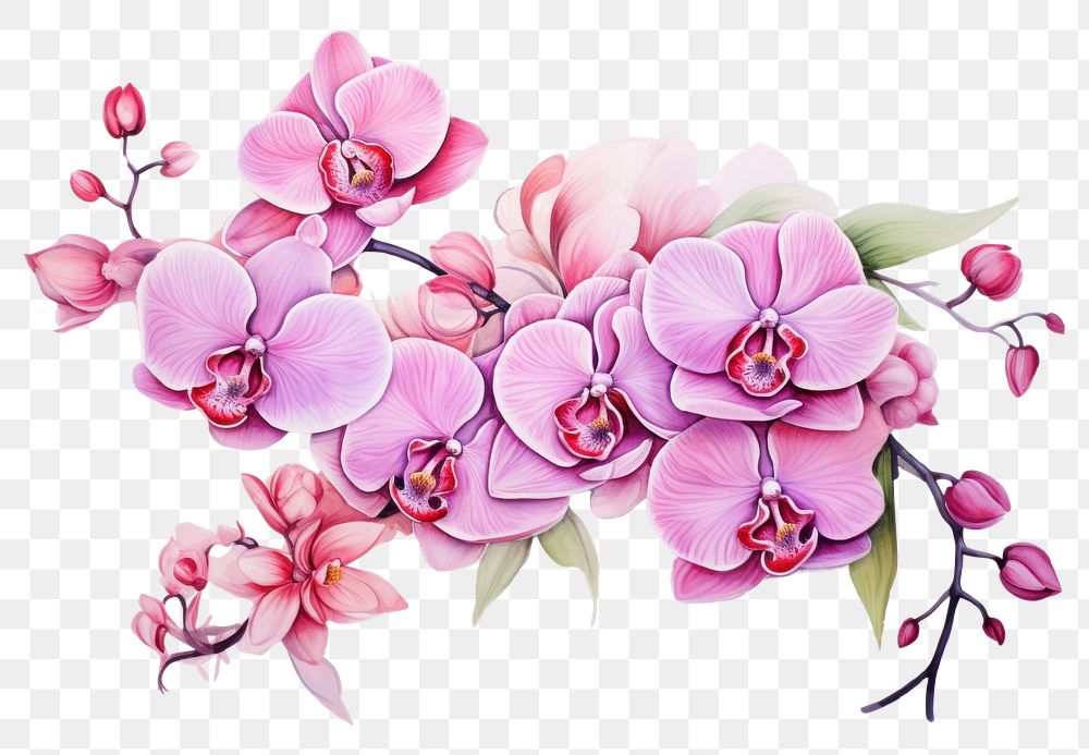 PNG Pink orchids flower plant inflorescence. AI generated Image by rawpixel.