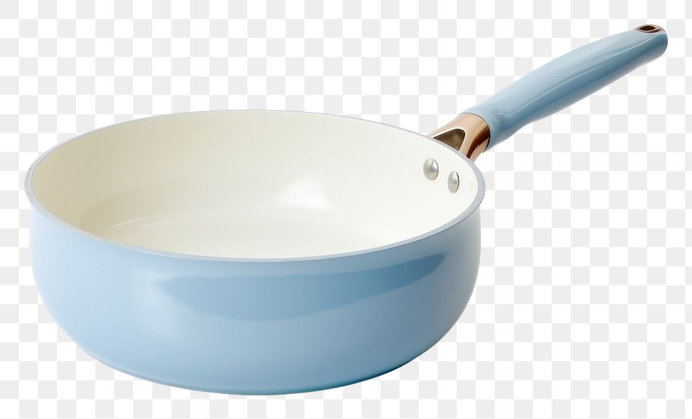 PNG A babyblue ceramic pan cookware white background simplicity.