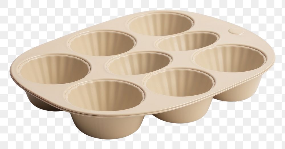 PNG A beige muffin pan food white background simplicity.