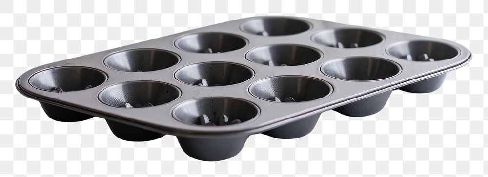 PNG A black muffin pan tray food white background.