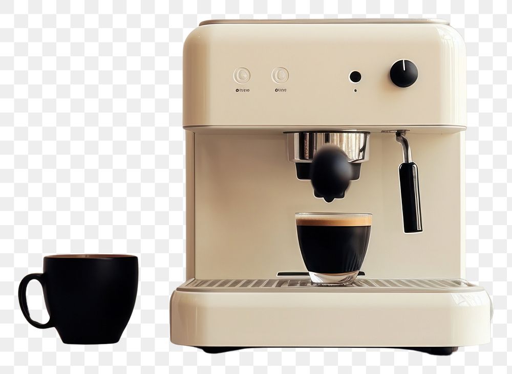 PNG A black minimal beige coffee machine cup mug coffeemaker.