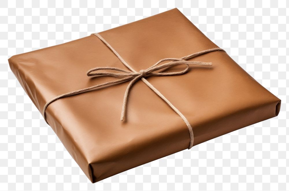 PNG Brown wrapped parcel brown gift box.