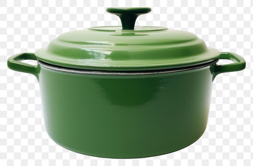 PNG A retro green dutch oven pot cookware food white background.