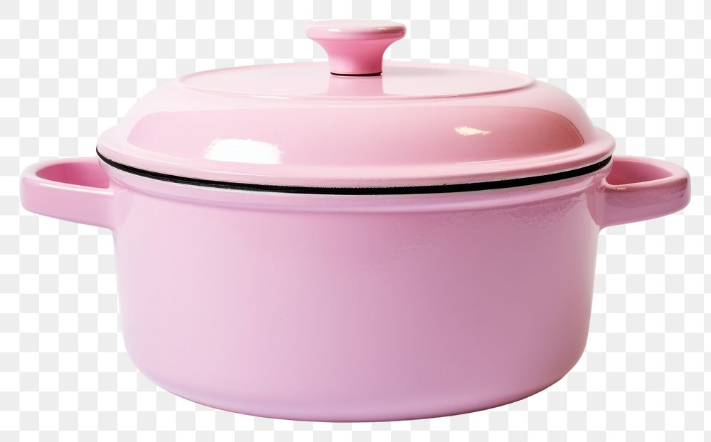PNG A retro pink dutch oven pot cookware white background ceramic.
