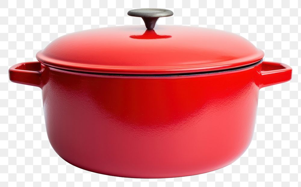 PNG A retro red dutch oven pot cookware white background appliance.