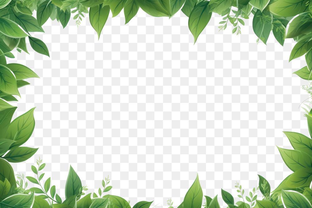 PNG  Decorative green leaves and a card border frame backgrounds plant leaf.