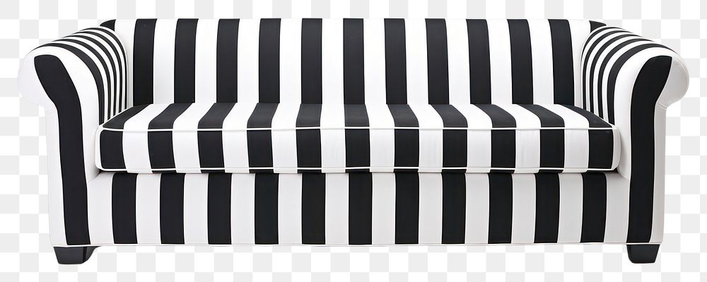 PNG Black and white striped sofa furniture relaxation loveseat.