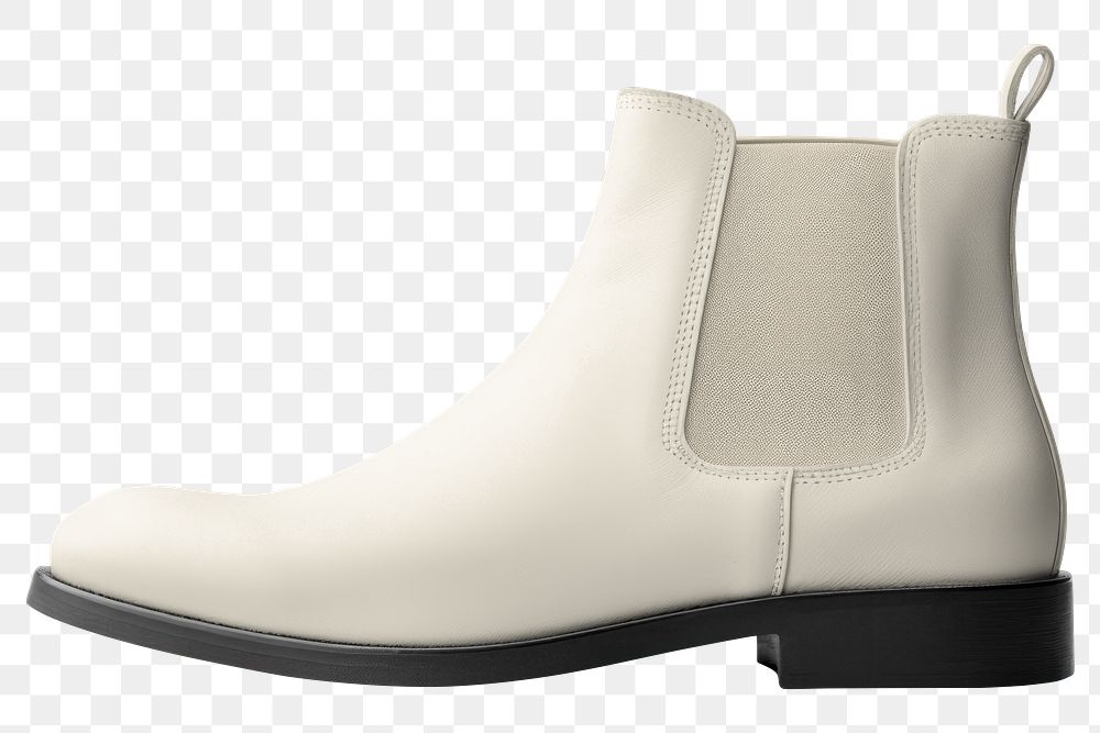 Off-white Chelsea boots png, transparent background