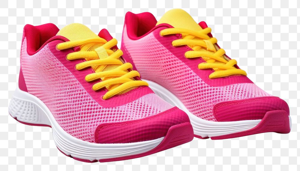 PNG Pink sports shoes footwear yellow running shoe.