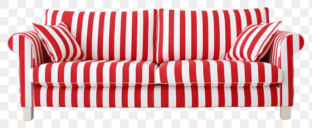 PNG Red and white striped sofa furniture cushion pillow.