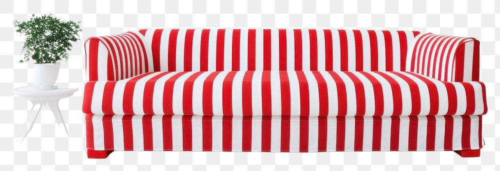 PNG Red and white striped sofa furniture cushion pillow.