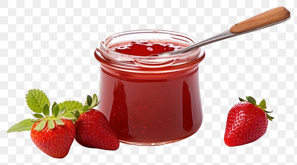 PNG  Strawberry jam jar fruit plant. AI generated Image by rawpixel.