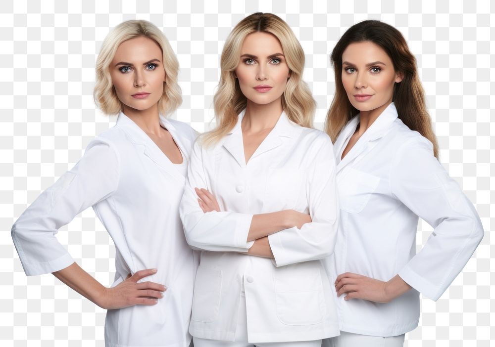 PNG White women wearing white medical scrubs suits portrait adult 