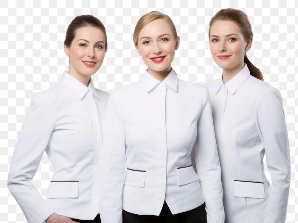 PNG White women wearing white air hostess uniform portrait adult white background.