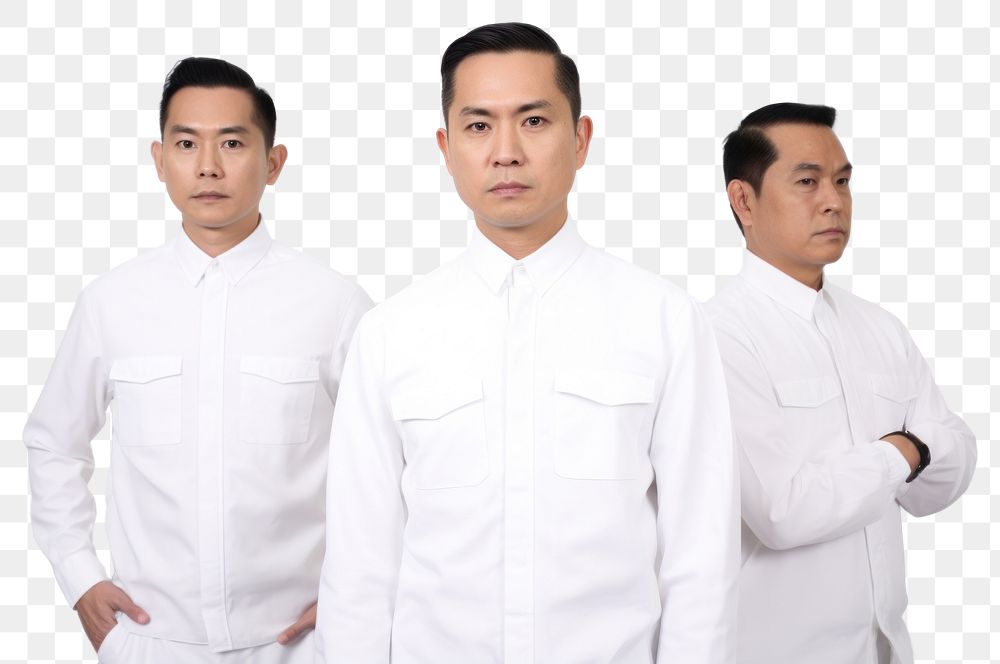 PNG Asian men wearing white corporate uniform portrait sleeve adult.