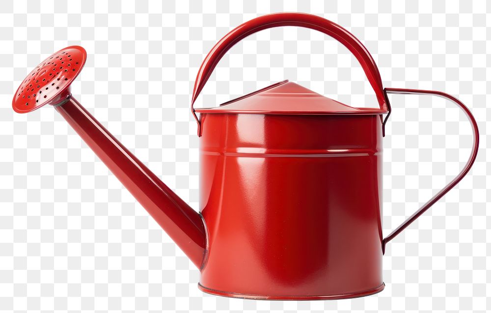 PNG  Red metal watering can white background container gardening. AI generated Image by rawpixel.