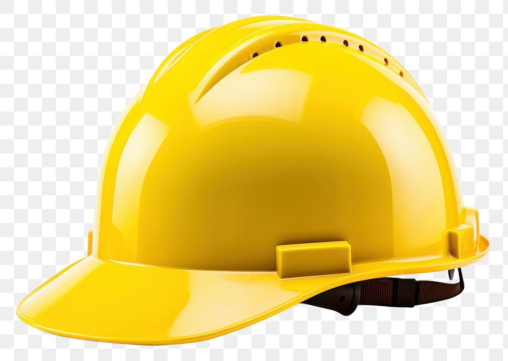 PNG  Yellow safety helmet hardhat yellow white background. AI generated Image by rawpixel.