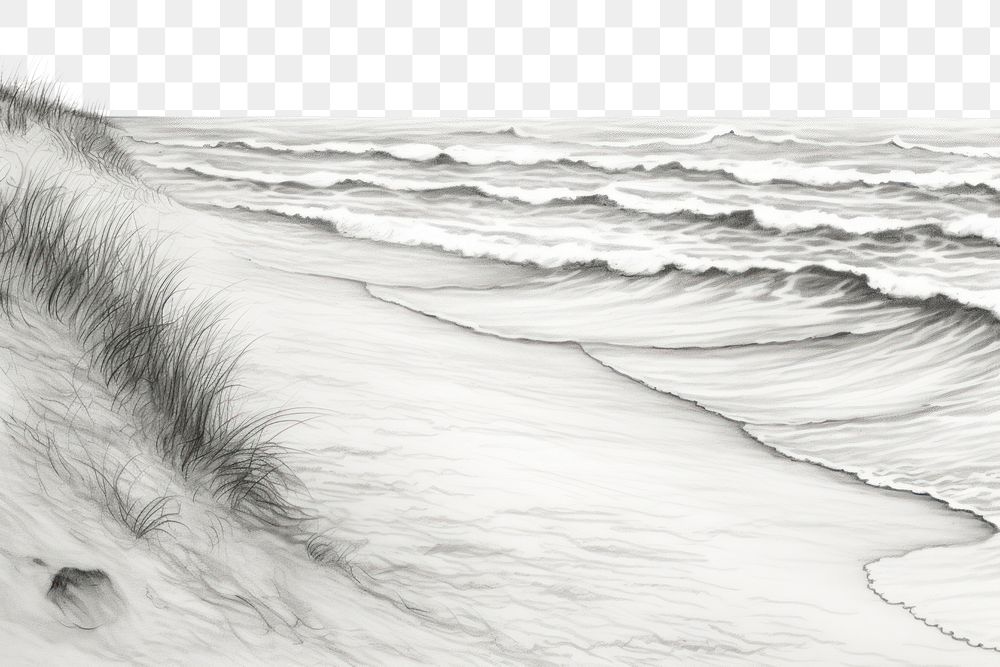 PNG Beach drawing sketch tranquility. AI generated Image by rawpixel.