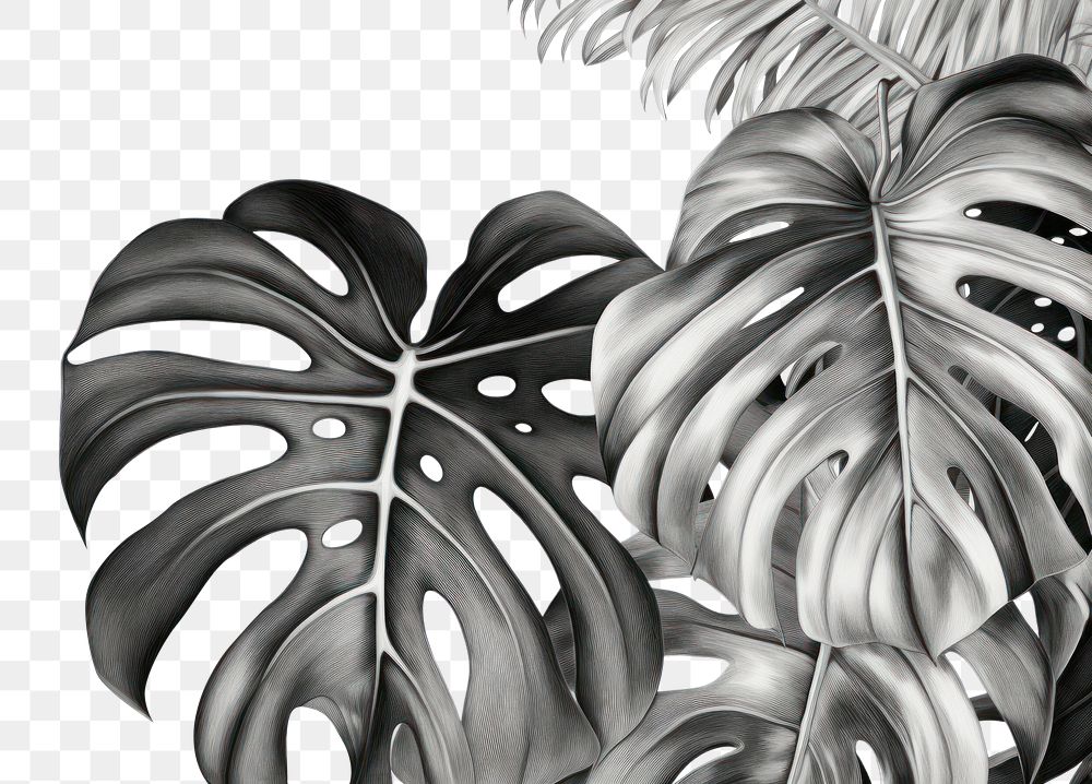 PNG Monstera sketch plant leaf. AI generated Image by rawpixel.