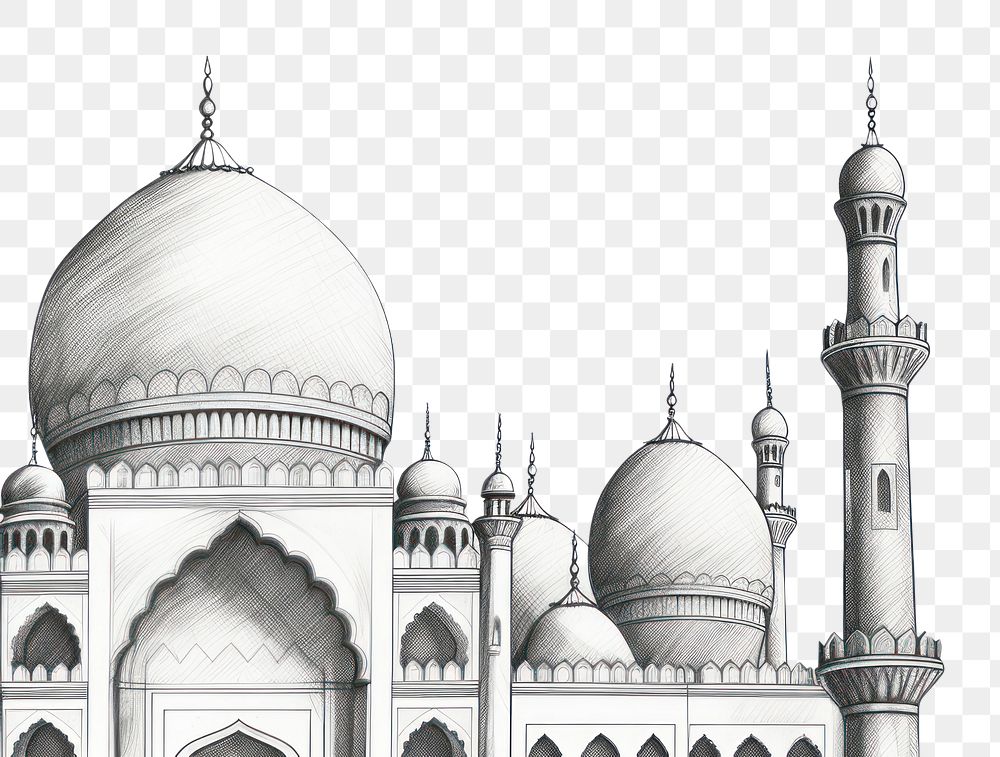 PNG Ramadan drawing sketch architecture. AI generated Image by rawpixel.