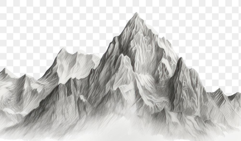 PNG Snow mountain landscape drawing sketch nature