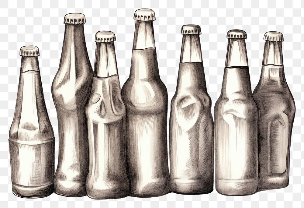 PNG A group of beer drawing bottle sketch. AI generated Image by rawpixel.