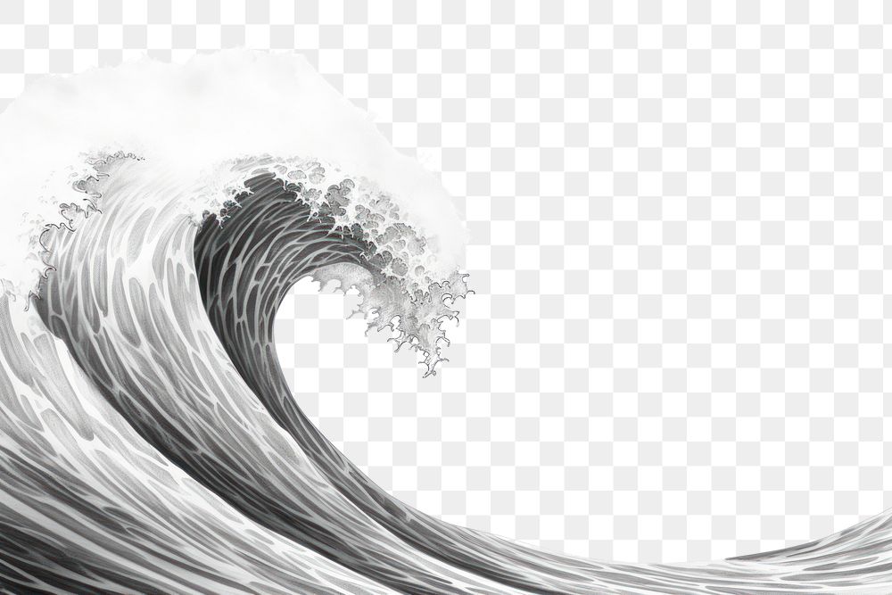PNG Border graphic of ocean wave drawing sketch outdoors. AI generated Image by rawpixel.