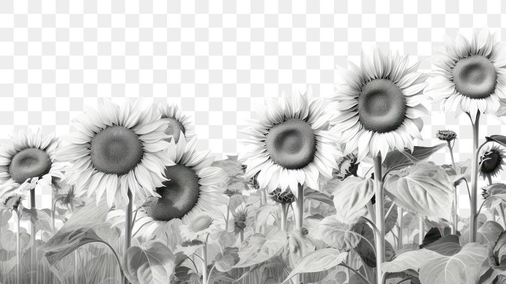 PNG Sunflower meadow drawing sketch plant. AI generated Image by rawpixel.