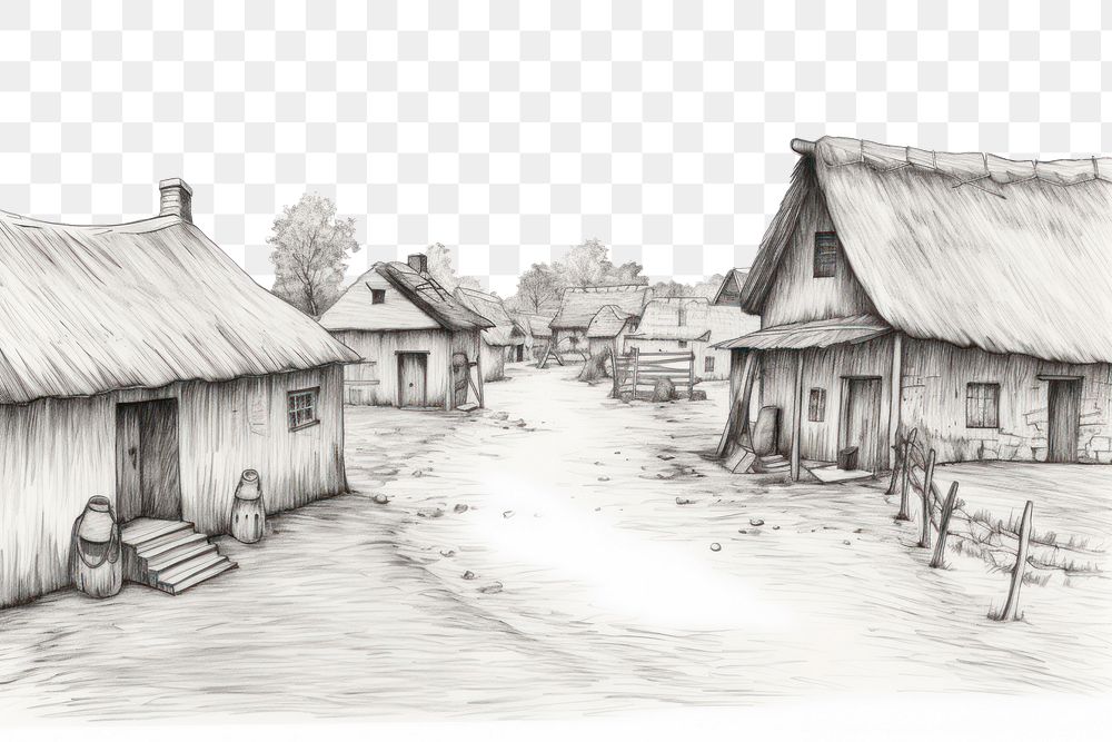 PNG Village drawing sketch outdoors. AI generated Image by rawpixel.