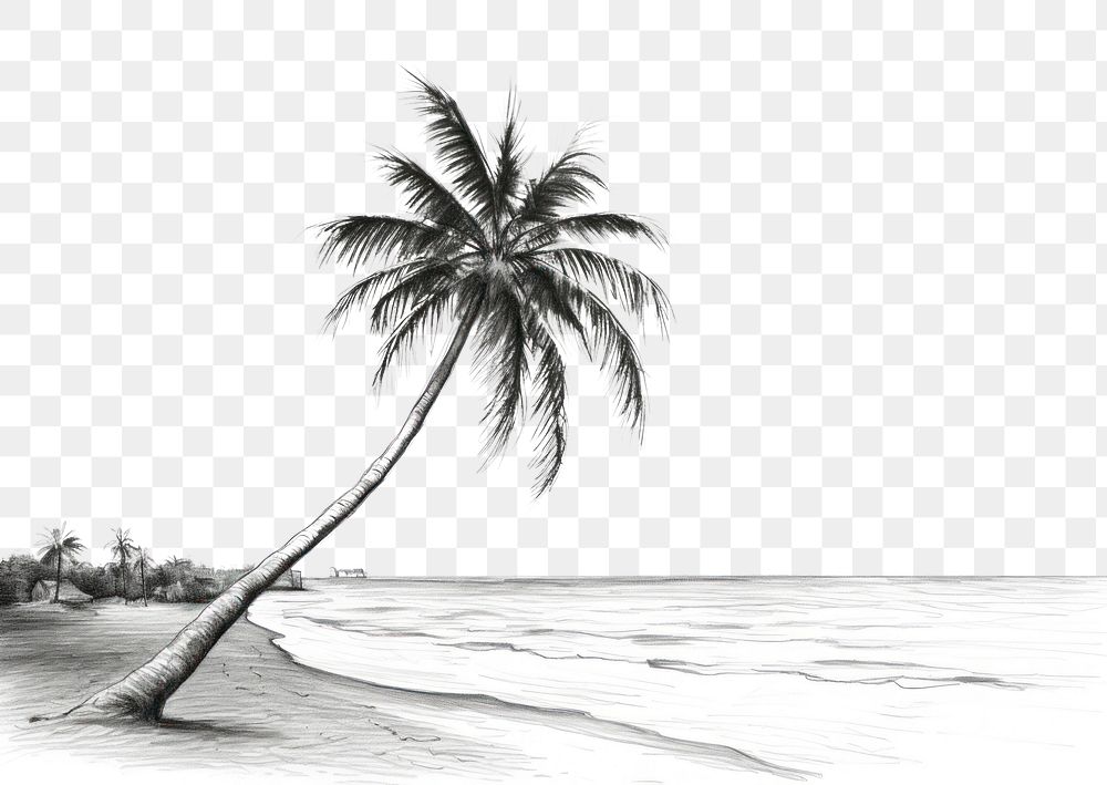 PNG Palm tree on the beach drawing sketch outdoors