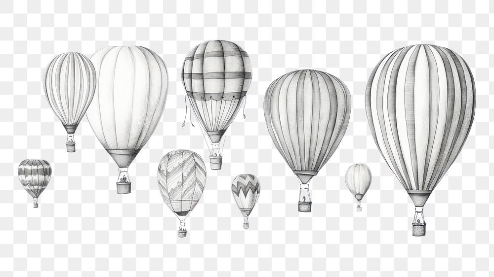 PNG Hot air balloons drawing sketch aircraft. AI generated Image by rawpixel.